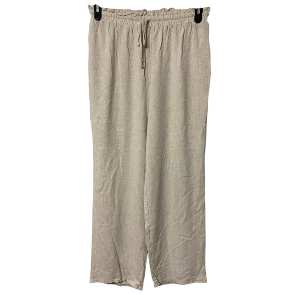 HYFVE Linen Cotton Pants, Neutral, Sz M, Lagenlook, Coastal, Resortwear, Vacay